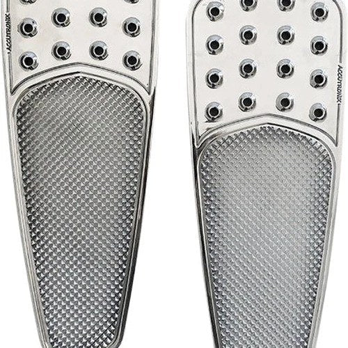Accutronix Knurled/Drilled Teardrop Driver Floorboards Chrome #FBF01-KDTC
