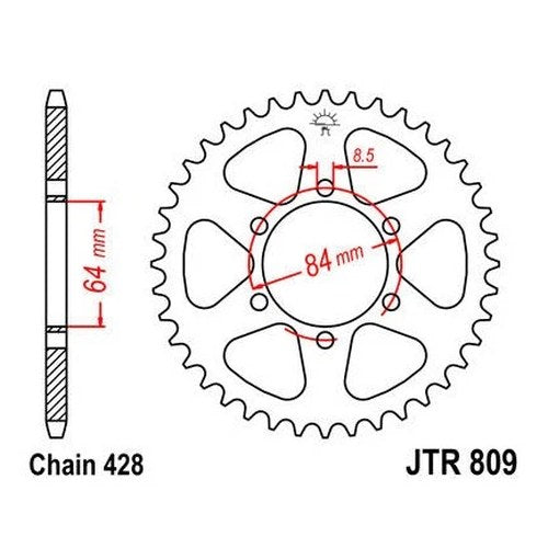 JT Steel Rear Sprocket 428 53T #JTR809.53 fits Suzuki DR125/DR125SE/SP125