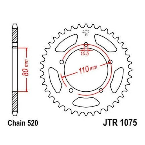 JT Steel Rear Sprocket 520 39T Kymco 250 Venox 2004-2009
