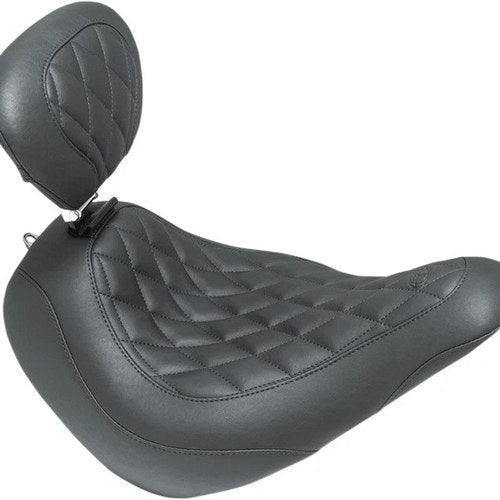 Mustang Wide Tripper Solo Seat With Backrest Diamond Stitch Black #83043