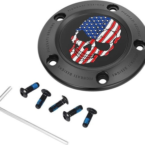 Figurati Designs 5-Hole Timing Cover Skull Black #FD25-TC-5H-BLK Harley Davidson