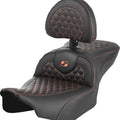 Saddlemen RoadSofa HC Ext. Reach Seat With Backrest Orange Stitch #284979
