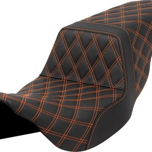 Saddlemen Step-Up LS Seat Orange Stitch Black #284763 Harley Davidson