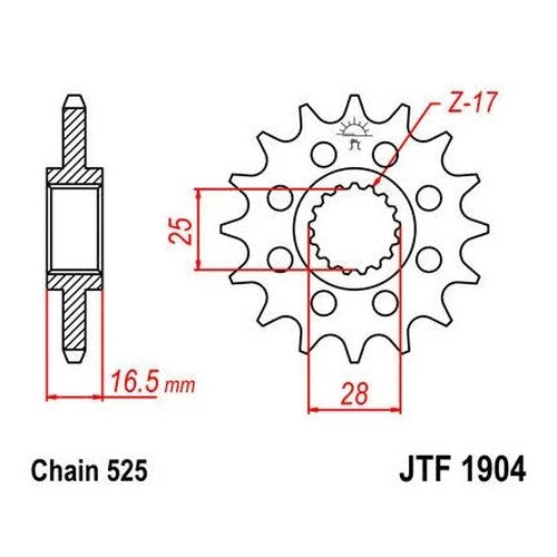 JT Front Sprocket 525 17T #JTF1904.17 KTM