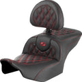 Saddlemen RoadSofa LS Seat With Backrest Red Stitch #285016 Harley Davidson