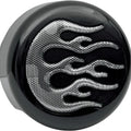DS Round Horn Cover With Flame Black Harley Davidson #144057