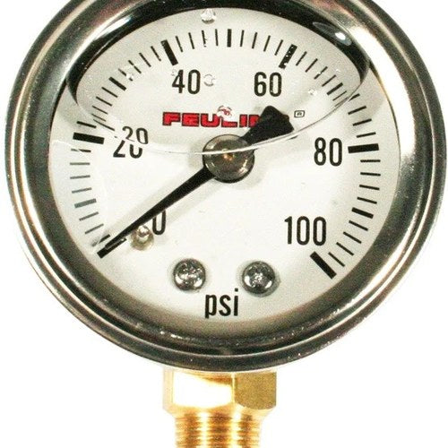 Feuling Liquid-Filled Pressure Gauge Black with Bottom 1/8 Npt Port White