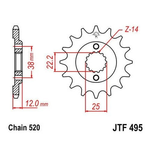 JT Front Sprocket 520 15T #JTF495.15 Ducati Paso 750 1988
