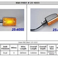 K&S DOT Turn Signal Assembly Dual Filament Front Black Amber #25-4055 for Yamaha