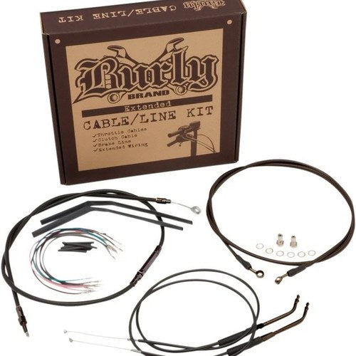 Burly Cable/Brake Line Kit for 14" Ape Hangers Black #B30-1124 Harley Davidson