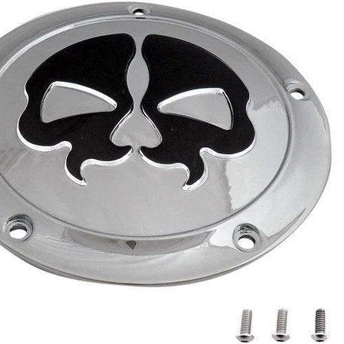Drag Specialties Skull Split Skull Derby Cover 5-Hole Chrome/Black #174422