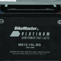 BikeMaster Agm Battery MS12-15L-BS – Fits Powersports Vehicles and Motorcycles