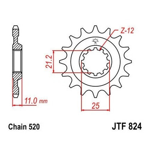 JT Front Sprocket 520 13T #JTF824.13 Husqvarna
