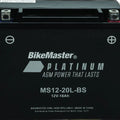 BikeMaster MS12-20L-BS Agm Motorcycle Battery - Maintenance-Free, Sealed