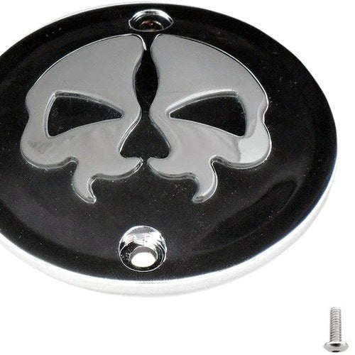 Drag Specialties Split Skull Points Cover 2-Hole Black/Chrome #174415