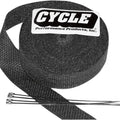 Cycle Performance Exhaust Wrap 2" x 25' Black Silver Ties
