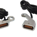 DS LED Handlebar Marker Lights Chrome Amber Lens Harley w/Mechanical Clutch