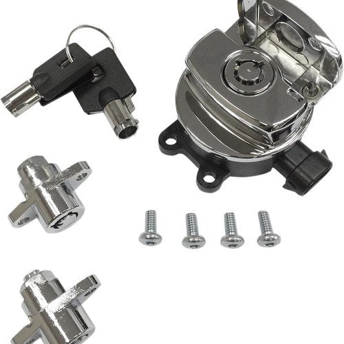 Drag Specialties Side Hinge Ignition Switch with Saddlebag Locks Chrome #2853944