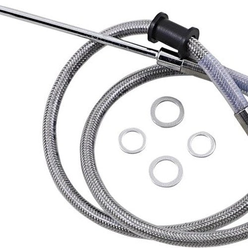 DS Braided Front Upper ABS Brake Line Kit 32-3/4" +2" Clear Coated #212056