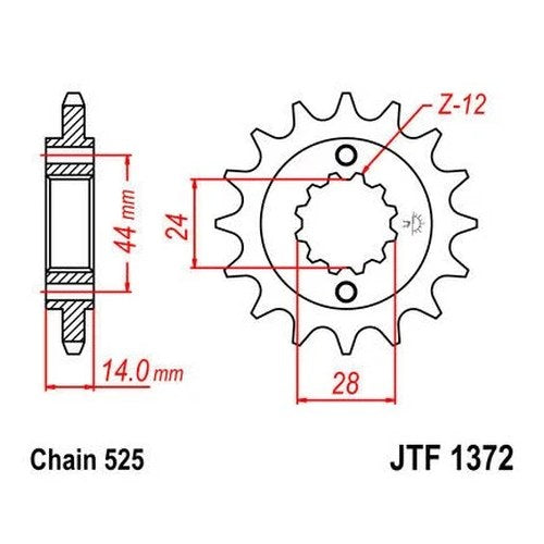 JT Front Sprocket 525 17T #JTF1372.17 Honda VT750