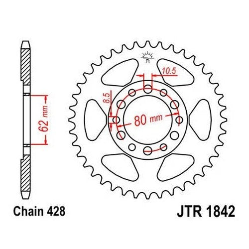 JT Steel Rear Sprocket 428 52T fits Yamaha TY125 1989