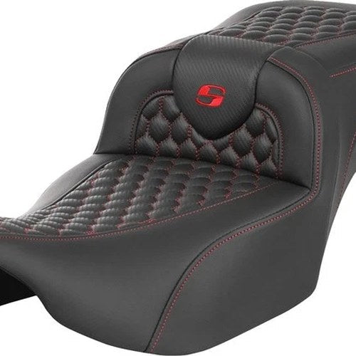 Saddlemen RoadSofa HC Ext. Reach Seat Red Stitch #284993 Harley Davidson
