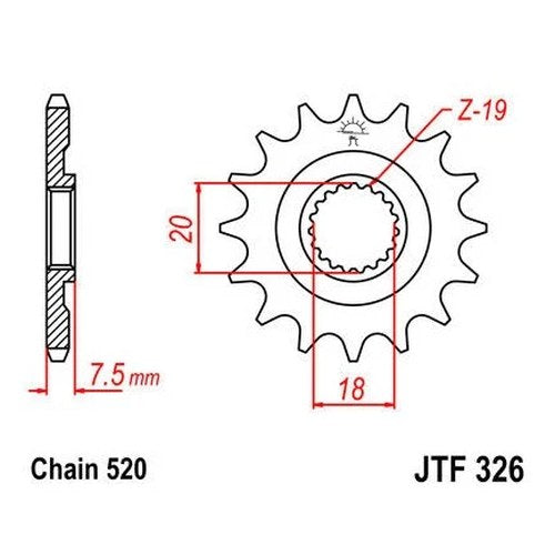 JT Front Sprocket 520 12T fits Honda CR125R 1997