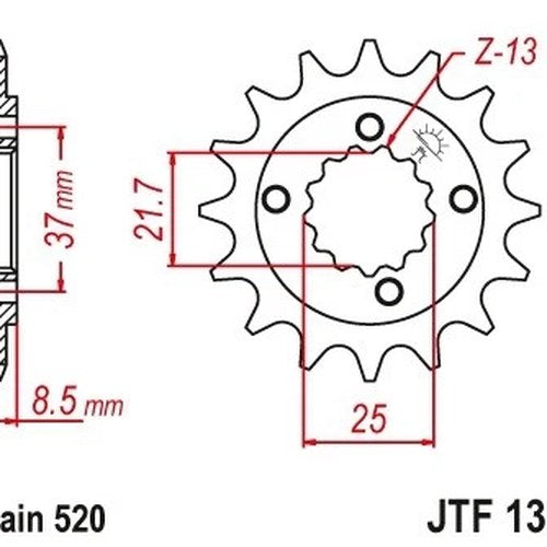 JT Front Sprocket 16T #JTF1309.16 Honda XR650L 1993-2009/2012-2017