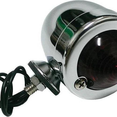 HardDrive Bullet Marker Light Single Filament Chrome with Red Lens