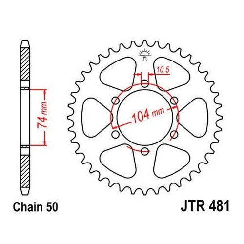 JT Steel Rear Sprocket 530 42T #JTR481.42 for Kawasaki KZ650B/KZ650F Custom
