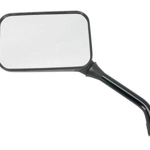 Emgo GP Deluxe Mirror Rectangular Left 10mm Long Stem Black Universal
