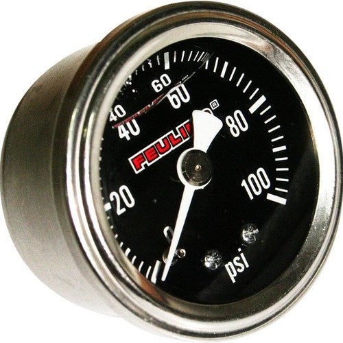 Feuling Liquid-Filled Pressure Gauge Black with Rear 1/8 Npt Port