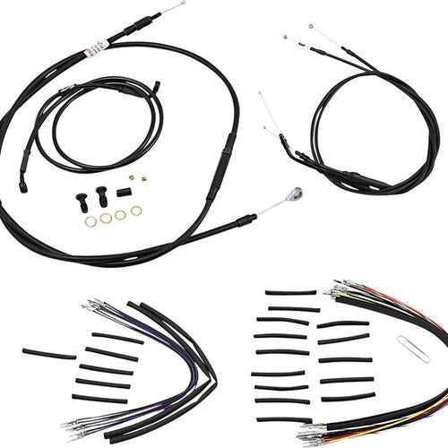 Burly Handlebar Cable/Line Kit for 14" Jail Bars Black w/o ABS #B30-1148