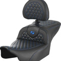Saddlemen RoadSofa HC Seat With Backrest Blue Stitch #285000 Harley Davidson