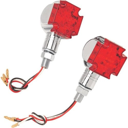 Emgo Maltese Cross Deco LED Marker Lights Chrome Red Universal