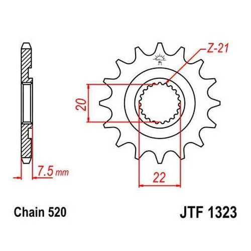 JT Self Cleaning Front Sprocket 520 14T fits Honda CRF250X 2004-2015