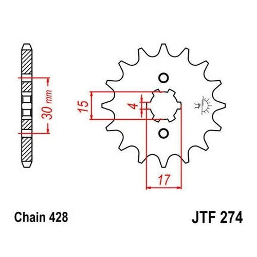 JT Front Sprocket 428 14T #JTF274.14 Honda XR100R/CRF100F/XR100