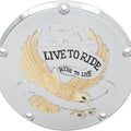 DS Live To Ride Derby Cover w/ Gold Eagle Harley Davidson 142655