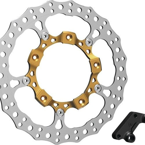 Arlen Ness Big Brake 14" Jagged Floating Brake Rotor Front Right Gold #300-006
