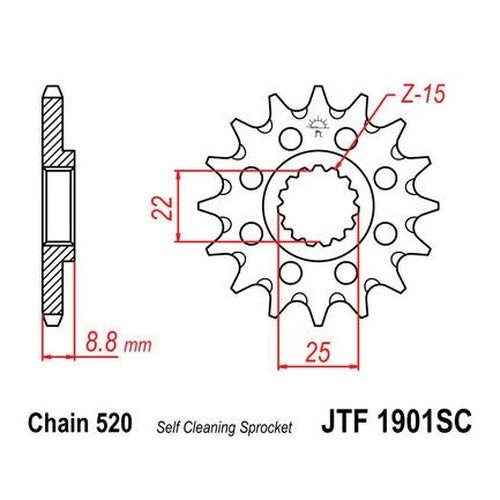 JT Front Sprocket 520 15T #JTF1901.15 KTM