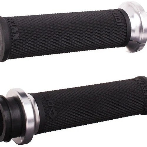 Odi Ruffian Lock-On Grips 1" Black/Silver Indian Chief/Chieftain/Roadmaster