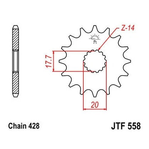 JT Front Sprocket 428 15T fits Yamaha TZR80R 1996