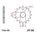 JT Front Sprocket 428 15T fits Yamaha TZR80R 1996