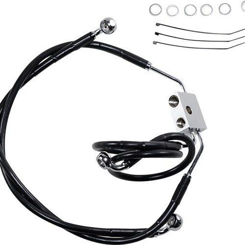 DS Vinyl Brake Line Kit ABS Front Upper/Lower +4" Harley Fxdf Dyna Fat Bob 12-16