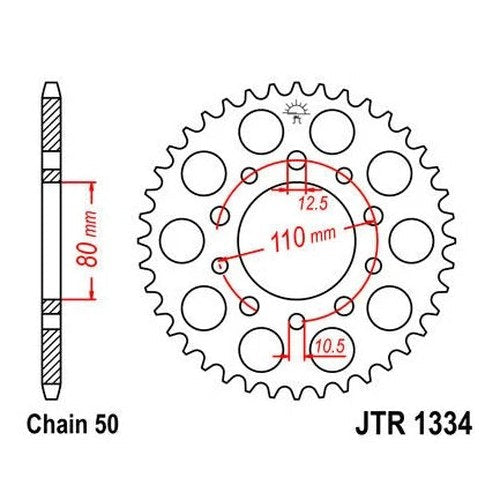 JT Steel Rear Sprocket 530 36T fits Honda CB450SC Nighthawk 450 1982-1986