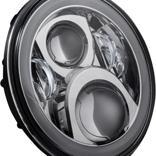 Custom Dynamics 7" LED Halo Headlamp with Touring Adapter Chrome #CD-7-14-C