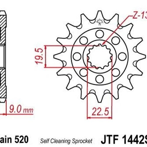 JT Self Cleaning Front Sprocket 520 13T fits Suzuki RM-Z250 2013-2014
