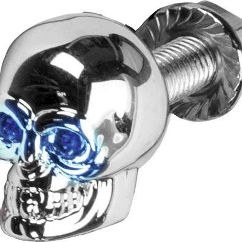 HardDrive Lighted Skull License Plate Screw Blue