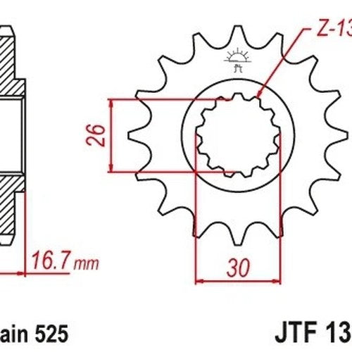 JT Front Sprocket 14T #JTF1370.14 Honda Cbr 600/CBR 650/CRF 1000