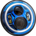 Letric Lighting Universal Color Collection Full Halo LED Headlight 7" Black Blue